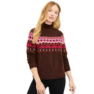 NWT Lou & Grey Wool Blend SOFT Bright Fair Isle Sweater Size L